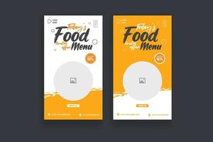 diseño de plantilla de publicación de historia de redes sociales de alimentos. adecuado para publicación en redes sociales restaurante y promoción culinaria vector