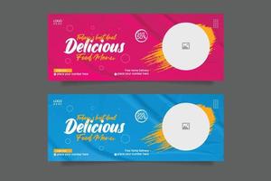 Food Promotional social media  cover banner template design, Set of modern flat restaurant business social cover, banner, social media post, timeline cover, web banner, template design vector