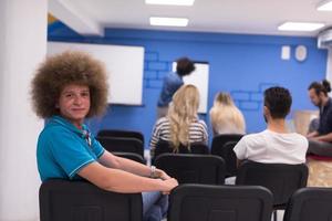 Portrait of young informal businessman photo