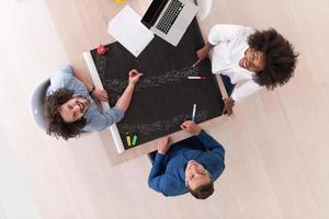 top view of Multiethnic startup business team on meeting photo