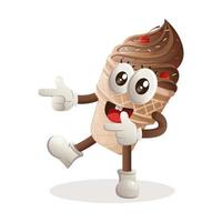 Cute ice cream mascot playful with pointed hand vector