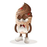 Cute ice cream mascot with bored expression vector