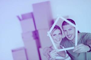 Young couple moving in new home photo