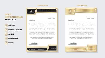 gold luxury letterhead design template for company stationery design vector