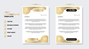 gold luxury letterhead design template for company stationery design vector