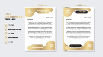 gold luxury letterhead design template for company stationery design vector