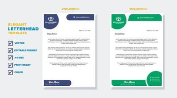 modern elegant of letterhead template for stationary design for business corporation with green and blue color editable format vector