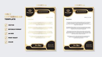 gold luxury letterhead design template for company stationery design vector