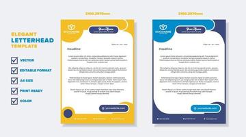 plantilla moderna y elegante de membrete para diseño estacionario para corporación comercial con formato editable en color amarillo y azul vector