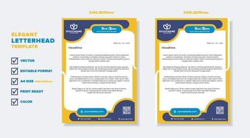 modern elegant of letterhead template for stationary design for business corporation with yellow and blue color editable format vector