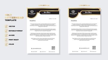 luxury golden letterhead design template for stationary for business corporation editable format vector