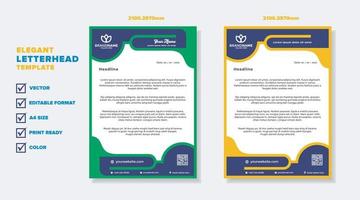 modern elegant of letterhead template for stationary design for business corporation with yellow and blue color editable format vector