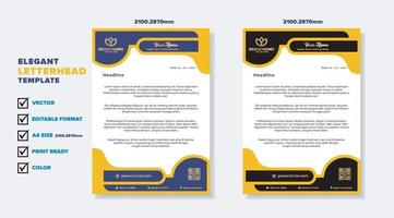 modern elegant of letterhead template for stationary design for business corporation with yellow and blue color editable format vector