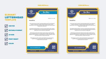 modern elegant of letterhead template for stationary design for business corporation with yellow and blue color editable format vector