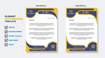 modern elegant of letterhead template for stationary design for business corporation with yellow and blue color editable format vector