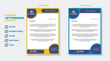 modern elegant of letterhead template for stationary design for business corporation with yellow and blue color editable format vector