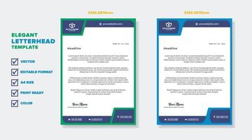 modern elegant of letterhead template for stationary design for business corporation with green and blue color editable format vector
