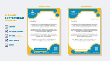 modern elegant of letterhead template for stationary design for business corporation with yellow and blue color editable format vector