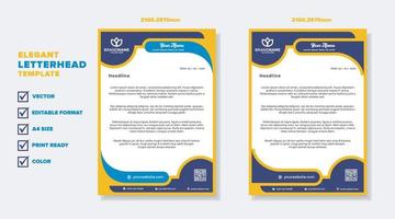 modern elegant of letterhead template for stationary design for business corporation with yellow and blue color editable format vector