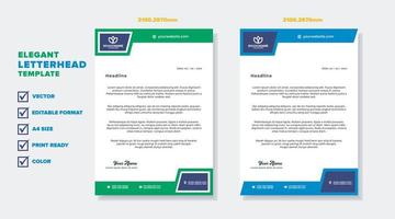 modern elegant of letterhead template for stationary design for business corporation with green and blue color editable format vector