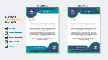 modern elegant of letterhead template for stationary design for business corporation with green and blue color editable format vector