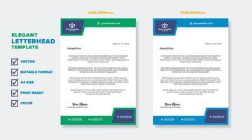 modern elegant of letterhead template for stationary design for business corporation with green and blue color editable format vector