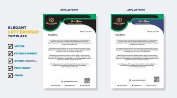 modern elegant of letterhead template for stationary design for business corporation with green and blue color editable format vector