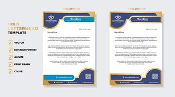 luxury golden letterhead design template for stationary for business corporation editable format vector