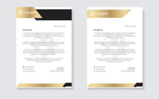 gold luxury letterhead design template for company stationery design vector