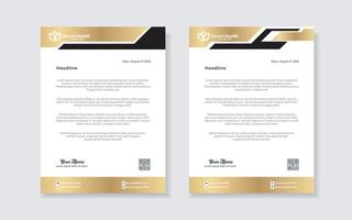 gold luxury letterhead design template for company stationery design vector