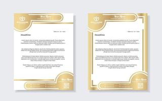 gold luxury letterhead design template for company stationery design vector