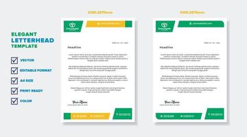 modern elegant of letterhead template for stationary design for business corporation with yellow and green color editable format vector