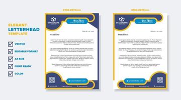 modern elegant of letterhead template for stationary design for business corporation with yellow and blue color editable format vector