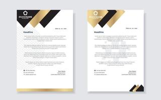 gold luxury letterhead design template for company stationery design vector