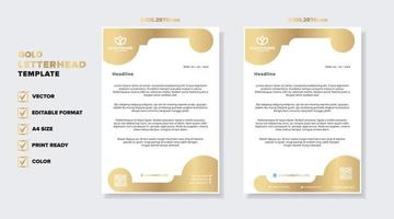 gold luxury letterhead design template for company stationery design vector