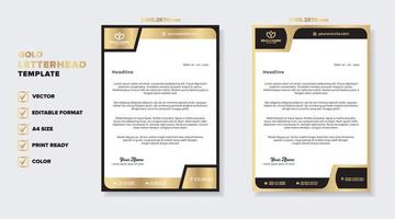 gold luxury letterhead design template for company stationery design vector