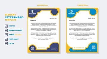 modern elegant of letterhead template for stationary design for business corporation with yellow and blue color editable format vector