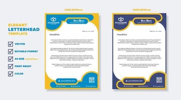 modern elegant of letterhead template for stationary design for business corporation with yellow and blue color editable format vector