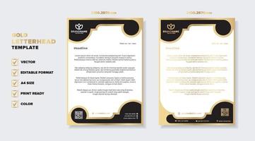 plantilla de diseño de membrete dorado de lujo para papelería para formato editable de empresa comercial vector