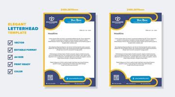 modern elegant of letterhead template for stationary design for business corporation with yellow and blue color editable format vector