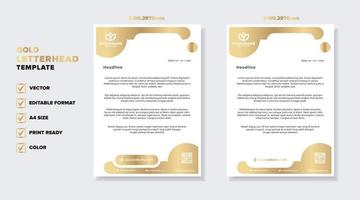 gold luxury letterhead design template for company stationery design vector