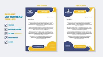 modern elegant of letterhead template for stationary design for business corporation with yellow and blue color editable format vector