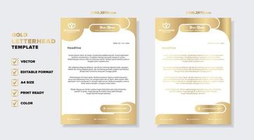 plantilla de diseño de membrete dorado de lujo para papelería para formato editable de empresa comercial vector