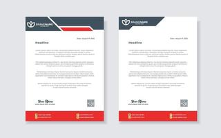 letterhead template for stationary design for business corporation with red and blue color editable format vector