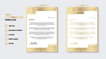 gold luxury letterhead design template for company stationery design vector