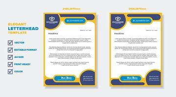 modern elegant of letterhead template for stationary design for business corporation with yellow and blue color editable format vector