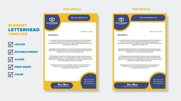 modern elegant of letterhead template for stationary design for business corporation with yellow and blue color editable format vector