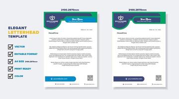 modern elegant of letterhead template for stationary design for business corporation with green and blue color editable format vector