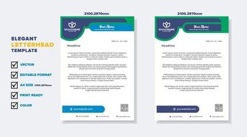 moderno y elegante de plantilla de membrete para diseño estacionario para corporación comercial con formato editable en color verde y azul vector