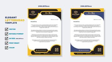 modern elegant of letterhead template for stationary design for business corporation with yellow and blue color editable format vector